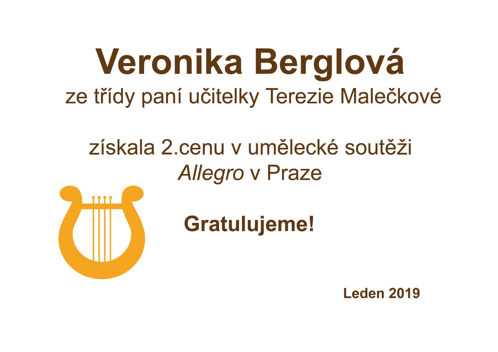 Veronika Berglová - 2.cena v umělecké soutěži Allegro - Praha, leden 2019.jpg